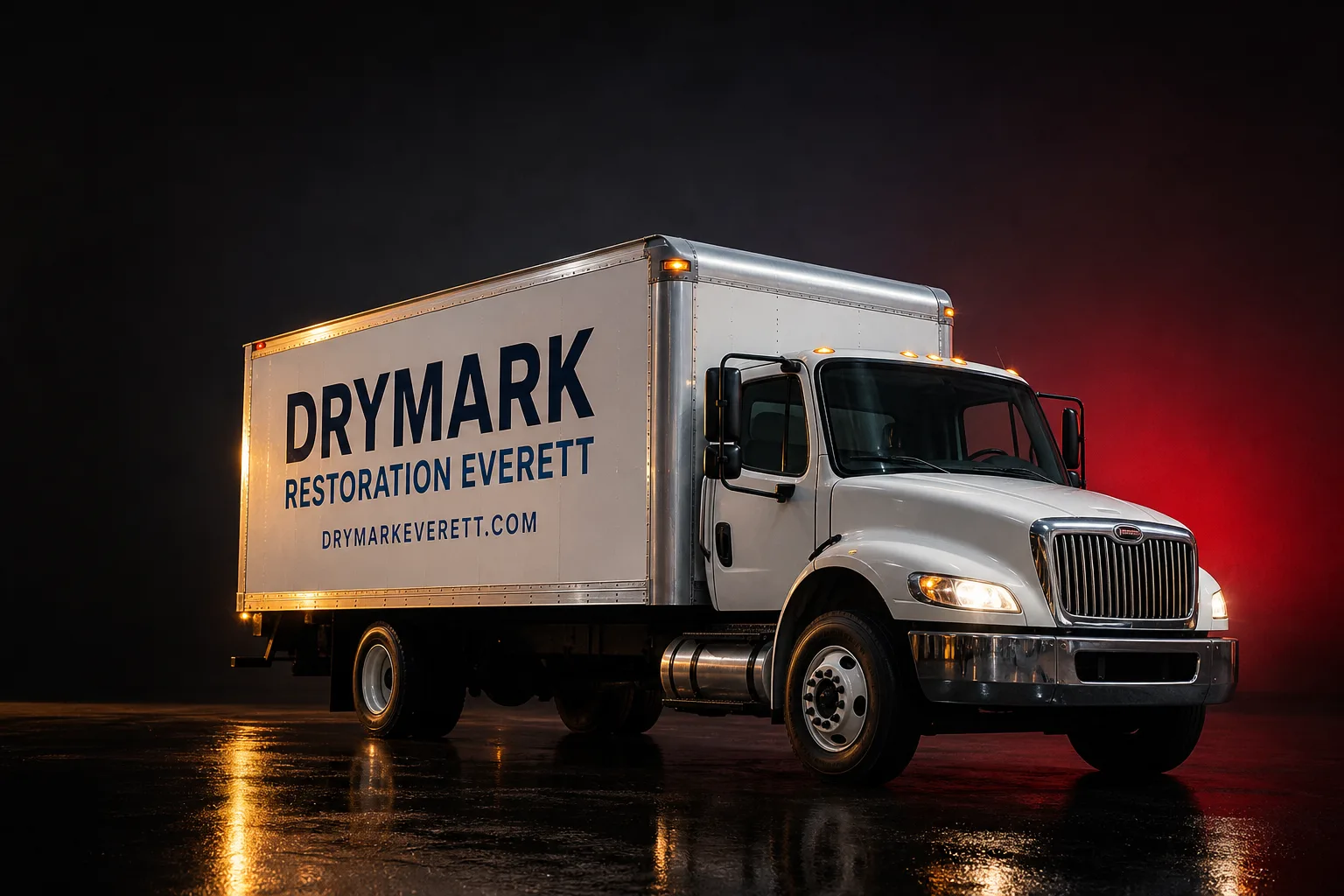 DryMark Restoration Everett damage restoration service vehicle and crew in Everett, WA